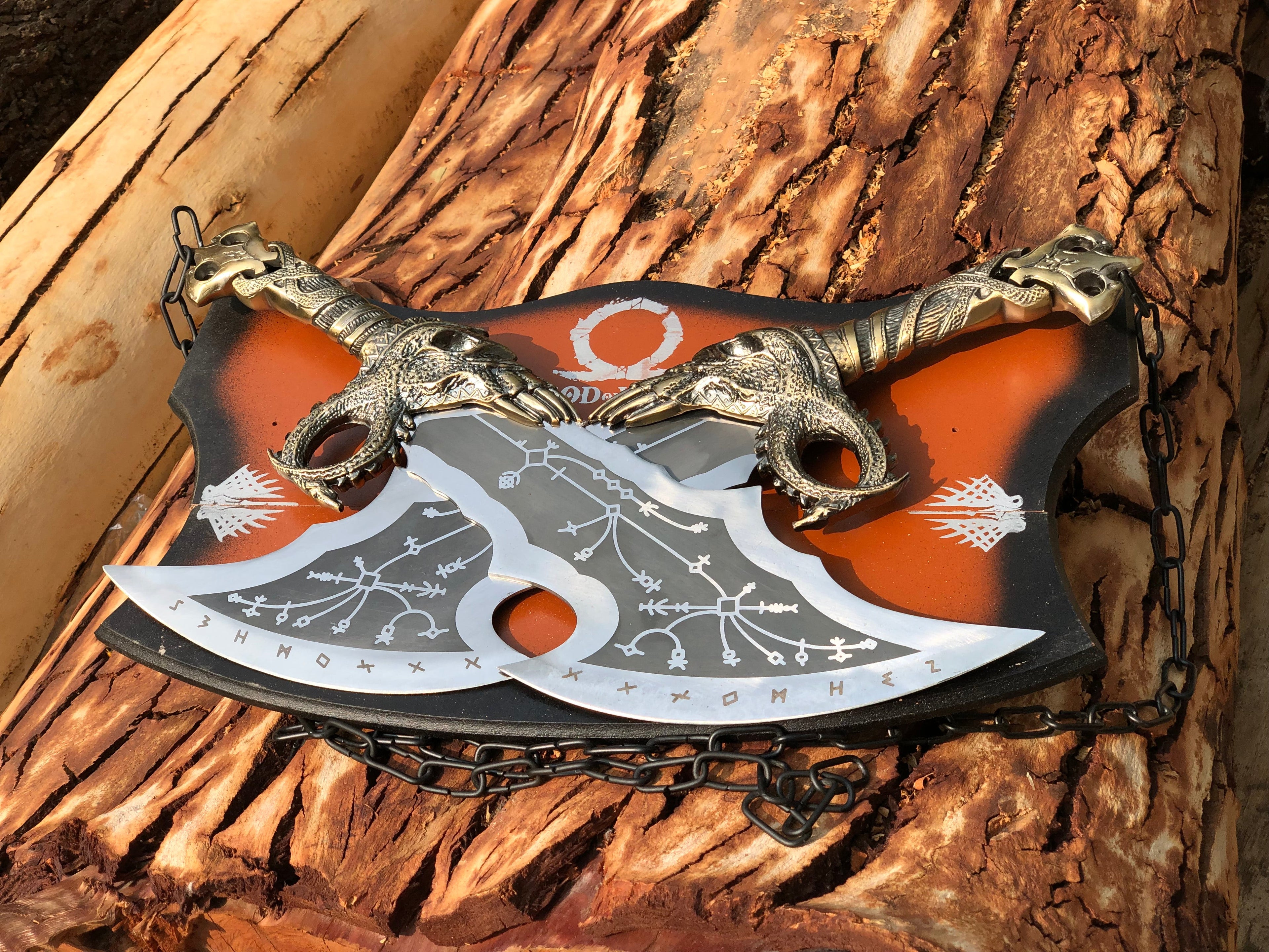 🗡️ God of War Blades of Chaos Replica – 21” Stainless Steel Fantasy Sword with Wall Mount&nbsp;