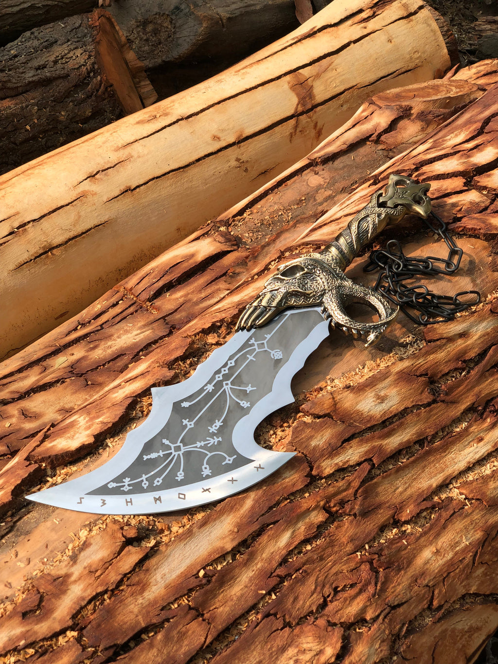 🗡️ God of War Blades of Chaos Replica – 21” Stainless Steel Fantasy Sword with Wall Mount&nbsp;