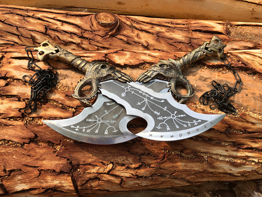 🗡️ God of War Blades of Chaos Replica – 21” Stainless Steel Fantasy Sword with Wall Mount&nbsp;