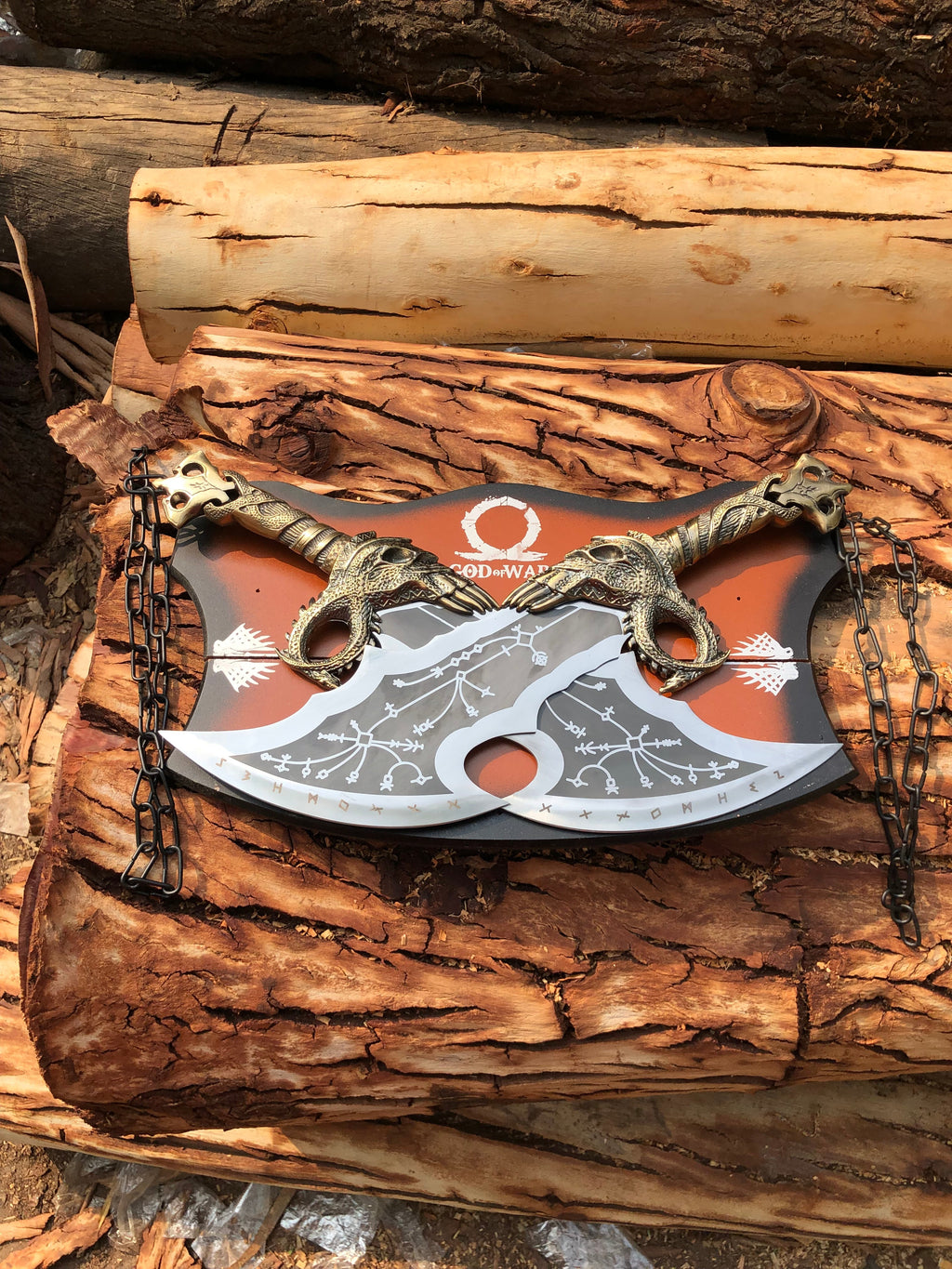 🗡️ God of War Blades of Chaos Replica – 21” Stainless Steel Fantasy Sword with Wall Mount&nbsp;