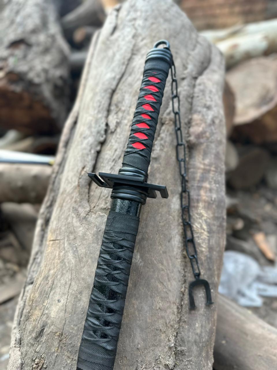 Black Katana Sword – 40" Powder-Coated Steel Blade Scabbard