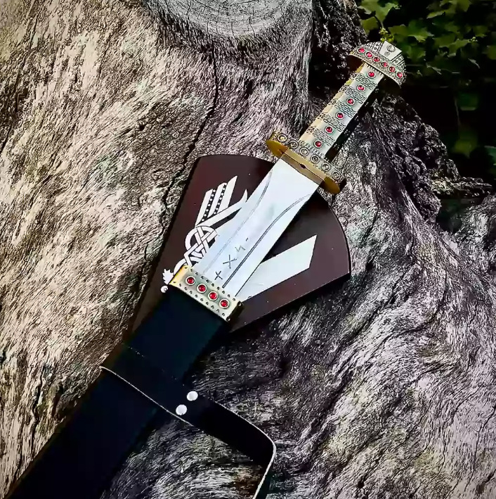 ⚔️ King Ragnar Lothbrok Viking Sword Replica – 42” Stainless Steel Cosplay Sword with Scabbard &amp; Wall Mount