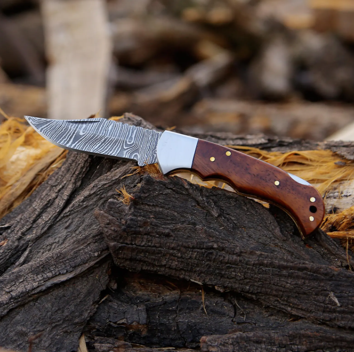 Custom Handmade Damascus Steel Pocket Knife